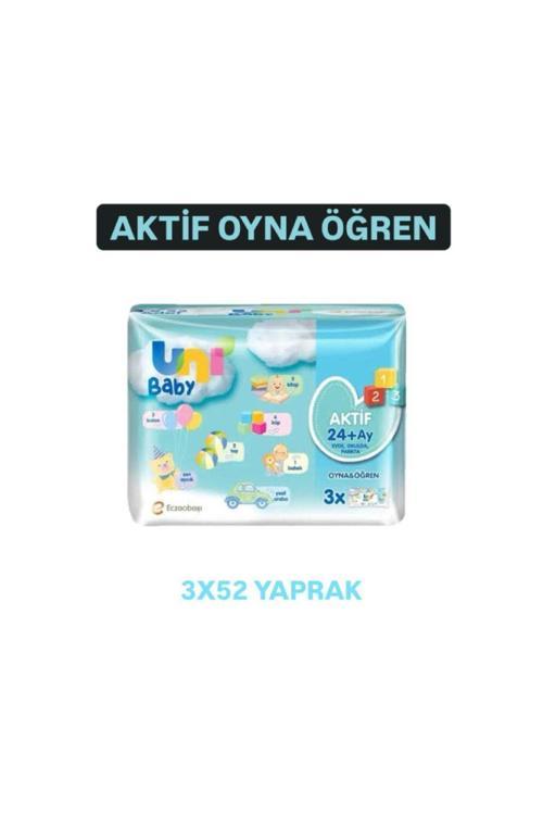 Bebek Islak Mendil Aktif 24+ Ay 156Yaprak (3X52) Yapışkan Kapaklı