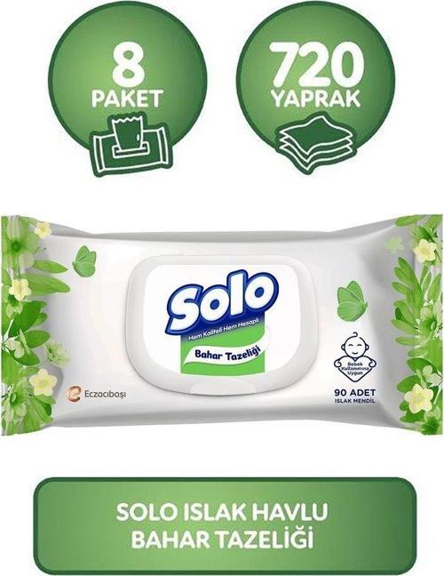 Islak Havlu Kapaklı 90 Yaprak 8'Li Set 720 Yaprak