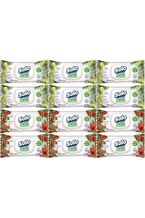 Islak Havlu Mendil 50 Yaprak Limon & Biberiye-Elma Sirkesi & Karbonat (12 Li Karma Set)