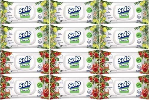 Islak Havlu Mendil 50 Yaprak Limon & Biberiye-Elma Sirkesi & Karbonat (12 Li Karma Set)