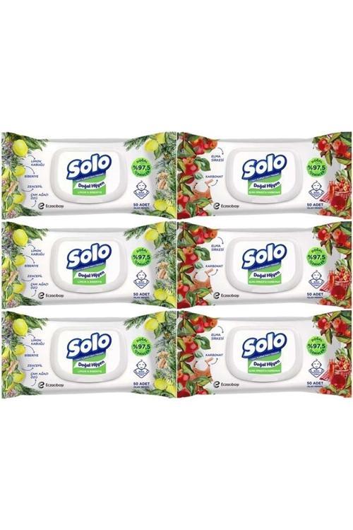 Islak Havlu Mendil 50 Yaprak Limon & Biberiye-Elma Sirkesi & Karbonat (6 Lı Karma Set)
