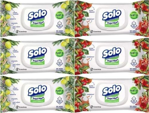 Islak Havlu Mendil 50 Yaprak Limon & Biberiye-Elma Sirkesi & Karbonat (6 Lı Karma Set)