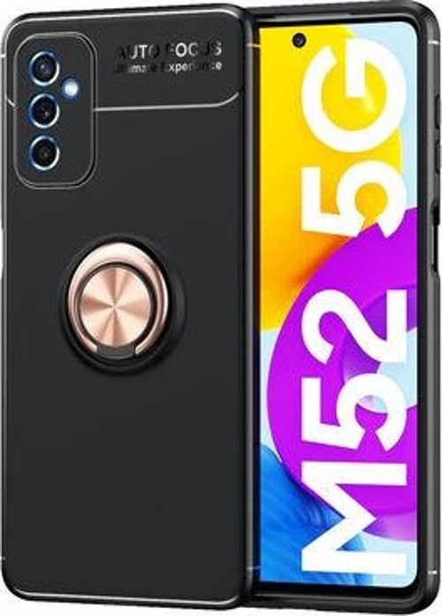 Samsung Galaxy M52 Ultra Koruma Sağlayan Stant Özellikli Yüzüklü Ravel Silikon Kılıf