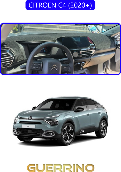 Cıtroen C4 2020+Torpido Koruma Halısı Mavi Kenar