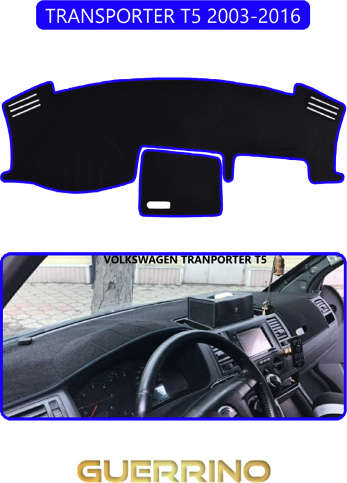 Volkswagen T5 (2003-2016)Torpido Koruma Halısı Mavi Kenar