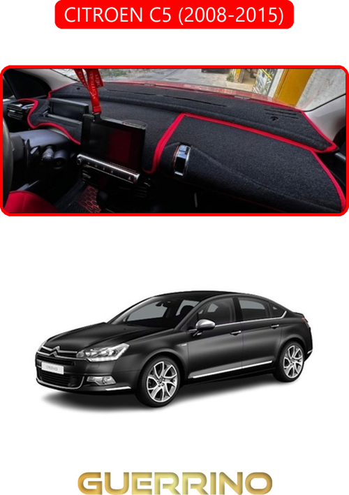 Cıtroen C5 2008-2015Torpido Koruma Halısı Kırmızı Kenar