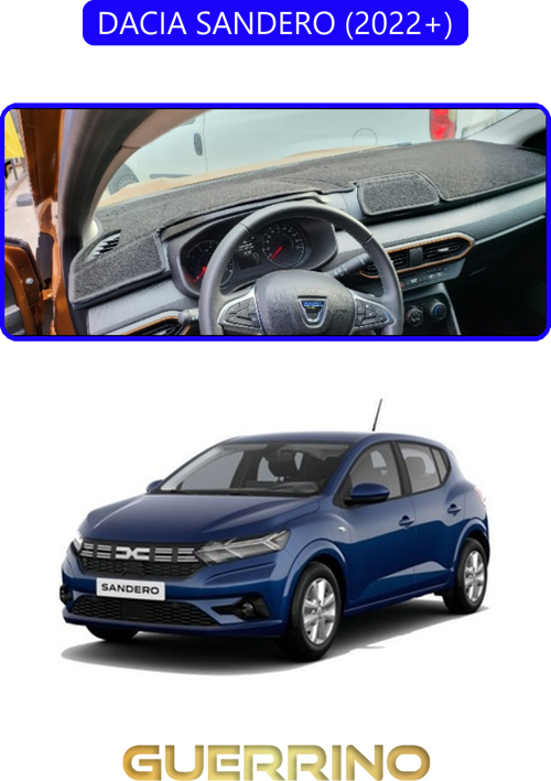 Dacıa Sandero 2022+ Torpido Koruma Halısı Mavi Kenar