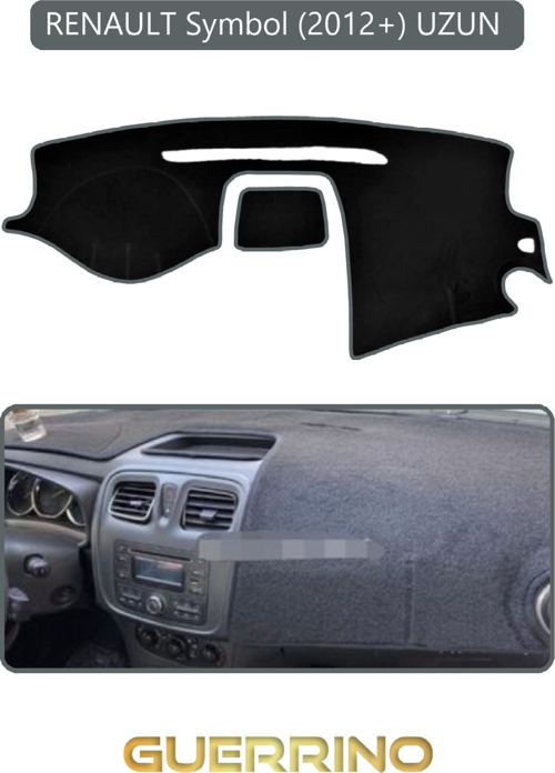 Renault Symbol (2012+) Uzun Torpido Koruma Halısı Gri Kenar