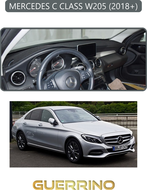 Mercedes C Class W205 2018+Torpido Koruma Halısı Gri Kenar