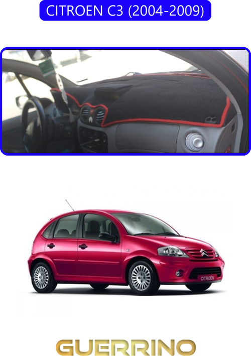 Cıtroen C3 2004-2009Torpido Koruma Halısı Mavi Kenar