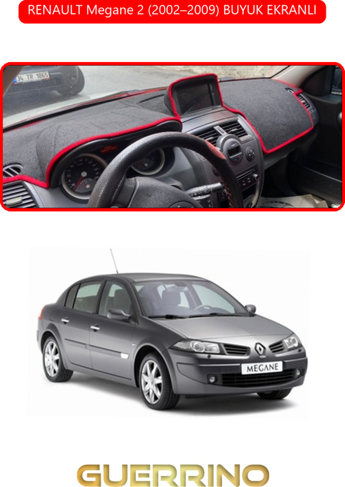 Renault Megane 2 (2002–2009) Buyuk Ekranlıtorpido Koruma Halısı Kırmızı Kenar