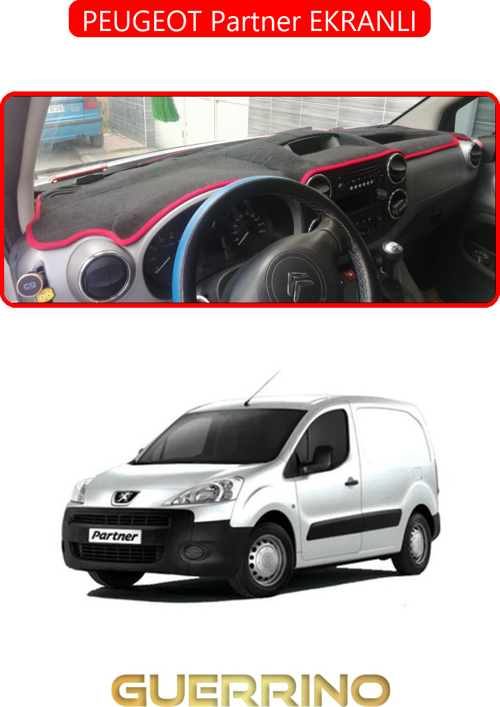 Peugeot Partner Ekranlıtorpido Koruma Halısı Kırmızı Kenar