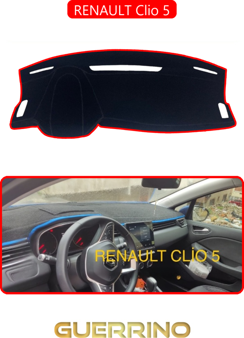 Renault Clio 5Torpido Koruma Halısı Kırmızı Kenar
