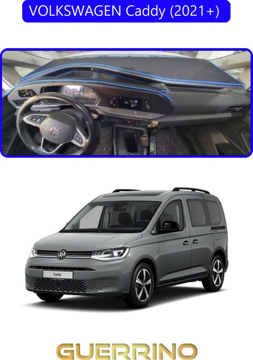 Volkswagen Caddy (2021+) Torpido Koruma Halısı Mavi Kenar