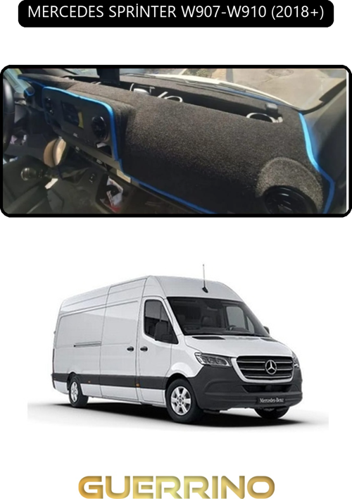 Mercedes Sprinter W907-W910 2018+Torpido Koruma Halısı Siyah Kenar