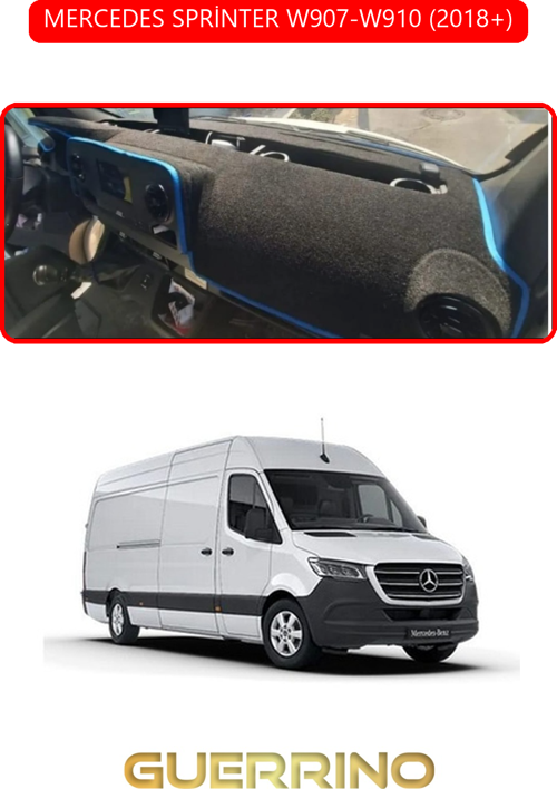 Mercedes Sprinter W907-W910 2018+Torpido Koruma Halısı Kırmızı Kenar