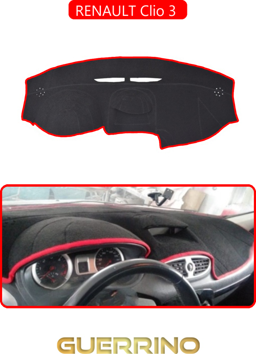 Renault Clio 3 Torpido Koruma Halısı Kırmızı Kenar