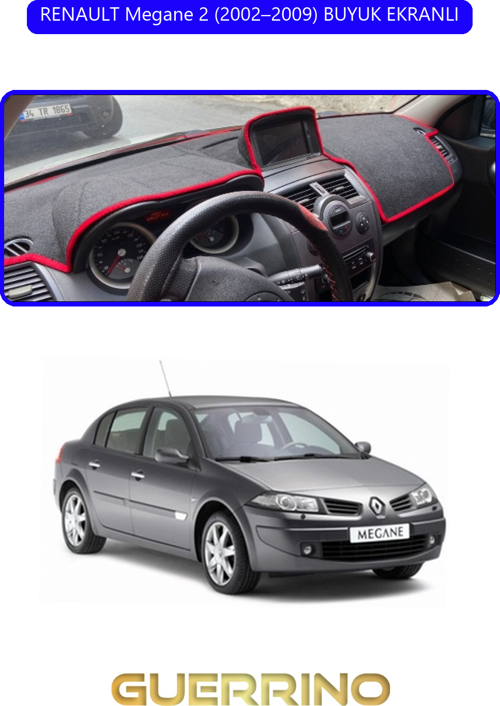 Renault Megane 2 (2002–2009) Buyuk Ekranlıtorpido Koruma Halısı Mavi Kenar