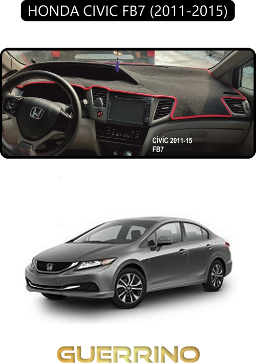 Honda Cıvıc Fb7 2011-2015Torpido Koruma Halısı Siyah Kenar