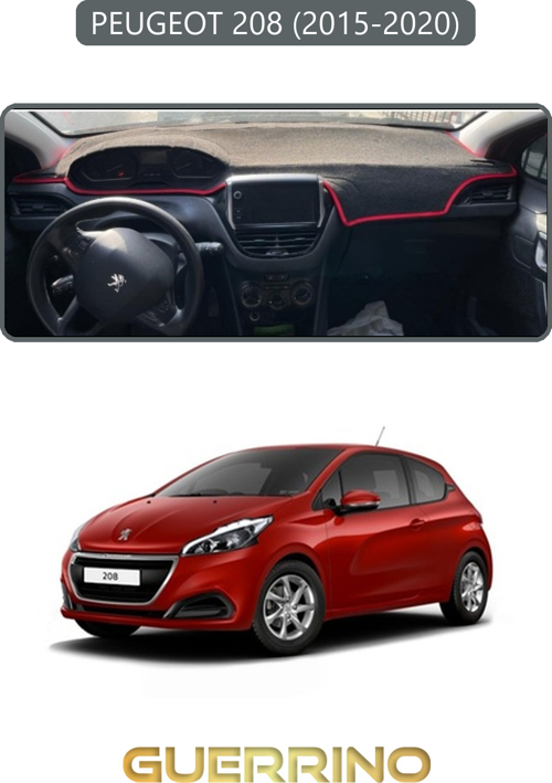 Peugeot 208 (2015-2020)Torpido Koruma Halısı Gri Kenar