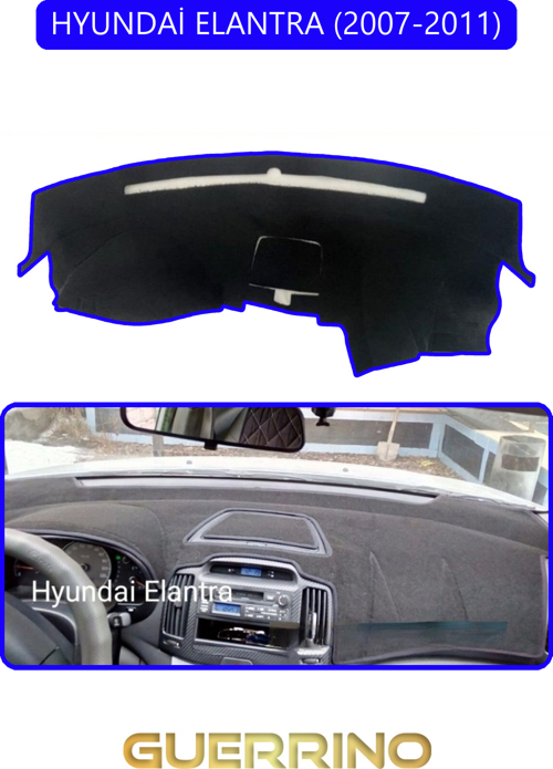 Hyundai Elantra 2007-2011Torpido Koruma Halısı Mavi Kenar