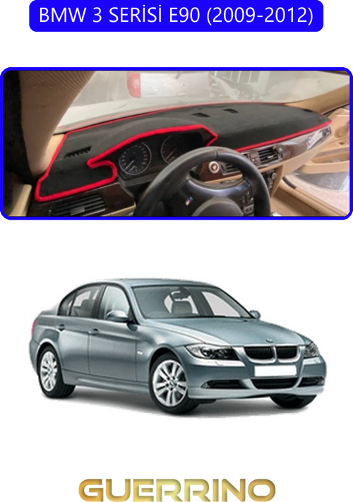 Bmw 3 Serisi E90 2009-2012Torpido Koruma Halısı Mavi Kenar