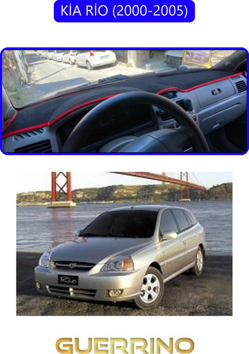Kia Rio 2000-2005Torpido Koruma Halısı Mavi Kenar