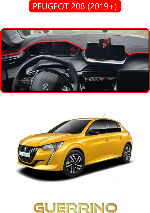 Peugeot 208 (2019+)Torpido Koruma Halısı Kırmızı Kenar