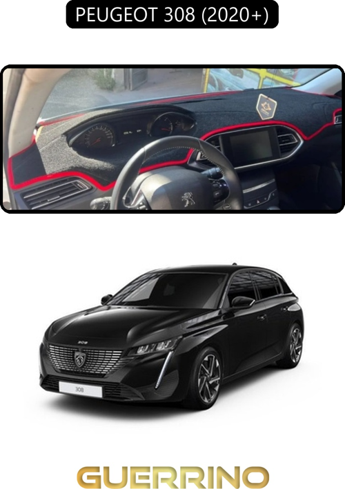 Peugeot 308 (2020+)Torpido Koruma Halısı Siyah Kenar