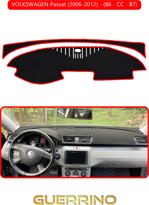 Volkswagen Passat (2006-2012) - (B6/Cc; ) B7Torpido Koruma Halısı Kırmızı Kenar
