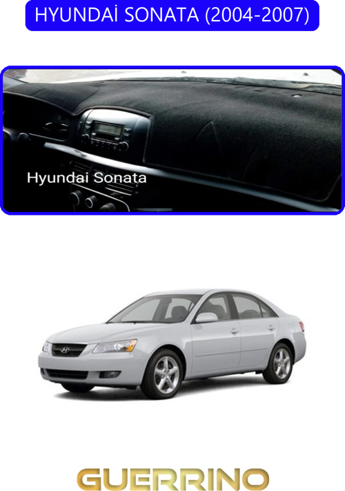 Hyundai Sonata 2004-2007Torpido Koruma Halısı Mavi Kenar