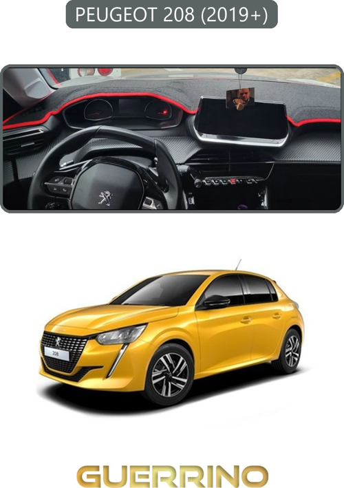 Peugeot 208 (2019+)Torpido Koruma Halısı Gri Kenar