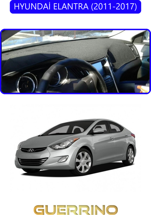 Hyundai Elantra 2011-2017Torpido Koruma Halısı Mavi Kenar