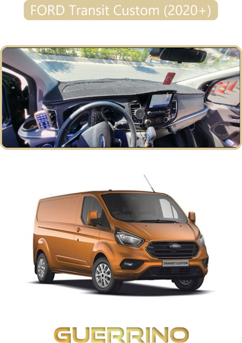 Ford Transit Custom 2020+Torpido Koruma Halısı Bej Kenar