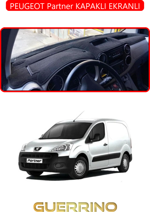 Peugeot Partner Kapaklı Ekranlıtorpido Koruma Halısı Kırmızı Kenar