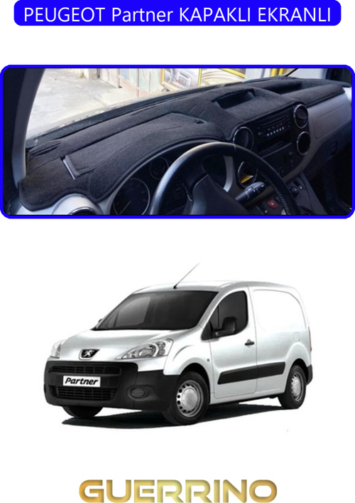 Peugeot Partner Kapaklı Ekranlıtorpido Koruma Halısı Mavi Kenar