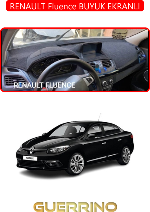 Renault Fluence Buyuk Ekranlıtorpido Koruma Halısı Kırmızı Kenar
