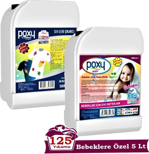 Bebeklere Özel Sıvı Çamaşır Deterjanı 5 Lt (125 Yıkama) & Sıvı Çamaşır Leke Çıkarıcı 5 Lt
