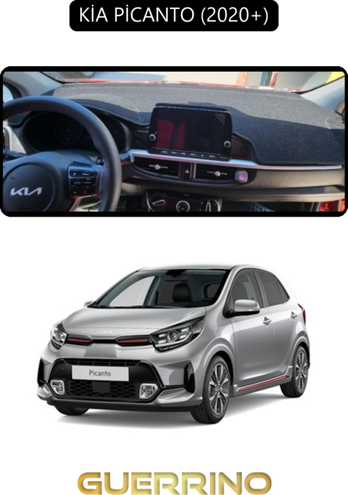Kia Picanto 2020+Torpido Koruma Halısı Siyah Kenar