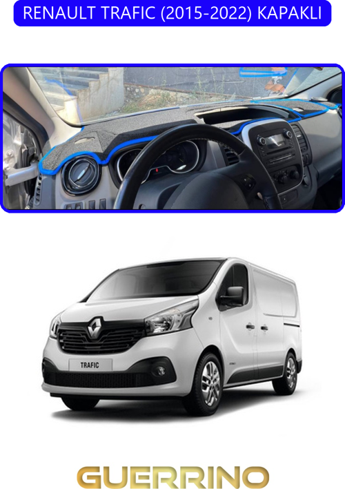 Renault Trafıc (2015-2022) Kapaklıtorpido Koruma Halısı Mavi Kenar