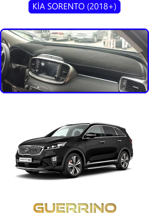 Kia Sorento 2018+Torpido Koruma Halısı Mavi Kenar