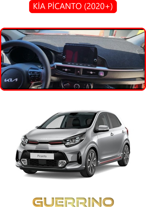 Kia Picanto 2020+Torpido Koruma Halısı Kırmızı Kenar