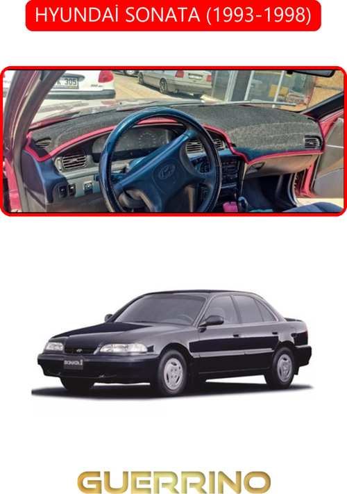 Hyundai Sonata 1993-1998Torpido Koruma Halısı Kırmızı Kenar