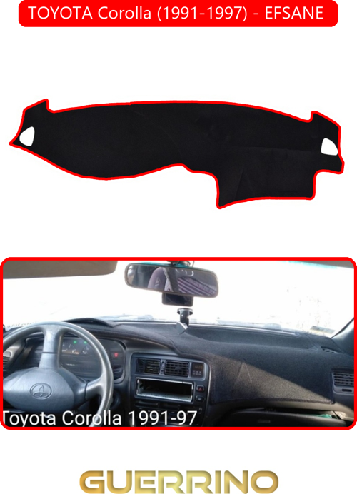Toyota Corolla (1991-1997) - Efsane Torpido Koruma Halısı Kırmızı Kenar