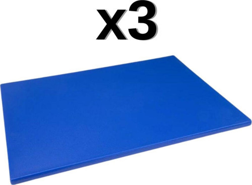 3'Lü 60X40X2 Cm Polietilen Kesme Tahtası Kesim Levhası Mavi 4757