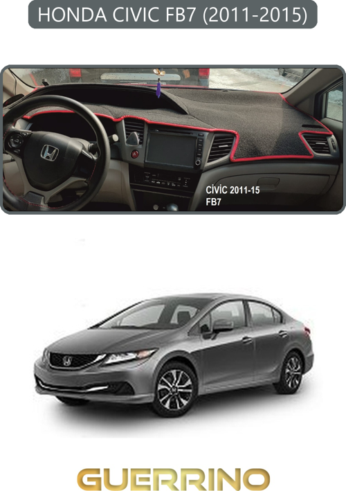 Honda Cıvıc Fb7 2011-2015Torpido Koruma Halısı Gri Kenar