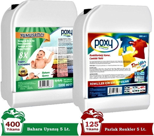 Renkliler Için Çamaşır Deterjanı 5 Lt & Yumuşatıcı Bahara Uyanış 5 Lt