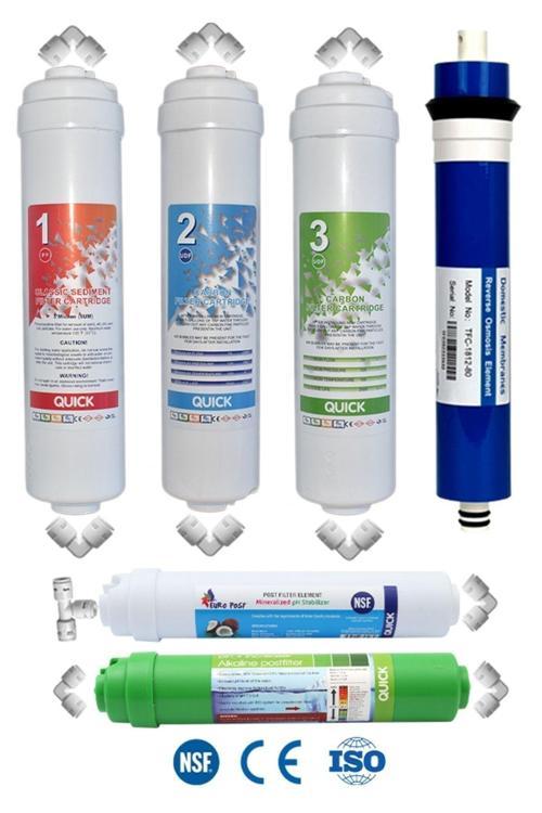 Kapalı Kasa Inline Su Arıtma Cihazı Uyumlu 80 Gpd Domestic Membranlı 6 Aşamalı Filtre Seti