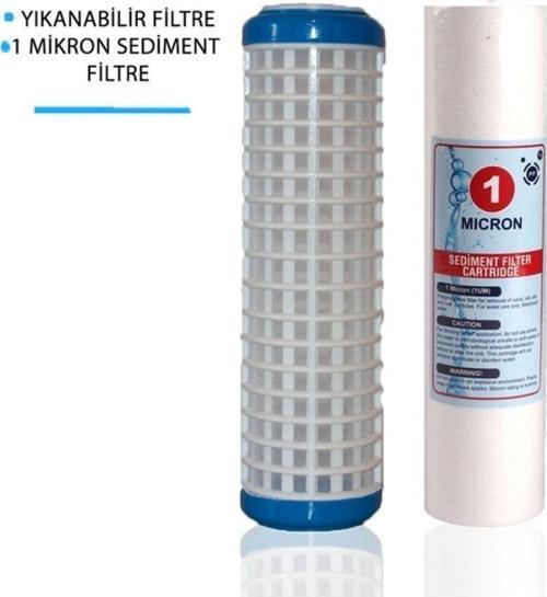 Daire Bina Sayaç Girişi 10" Inch 2 Aşama ( Yıkanabilir , 1M Sediment ) Yedek Filtre Seti