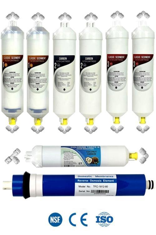 Kapalı Kasa Su Arıtma Cihazı Yeni Seri Inline 5 Aşamalı 80 Gpd Domestic Membranlı Yıllık Bakım Seti